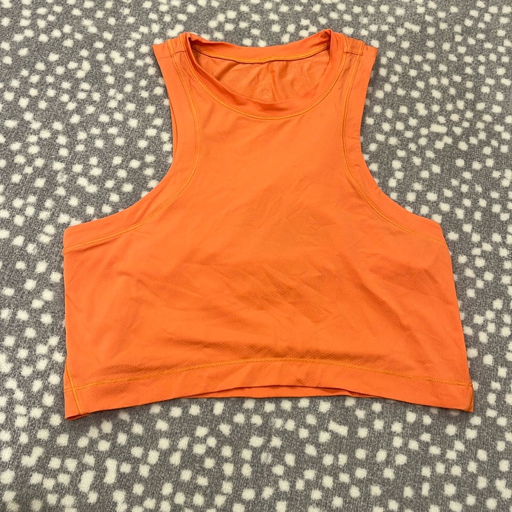 LuluLemon Crop Top Open Back Training Tank Top Orange Soda